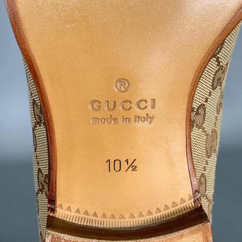 GUCCI Size 10.5 Brown Tan Monogram Canvas Loafers - Picture 7 of 12